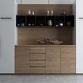Modern Kitchen Cabinet Shelf With Wooden Design Drawers White Cabinets And Decorative Vases