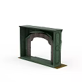 Green Fireplace Mantel With Intricate Carved Patterns And Classical Style Design 3d model