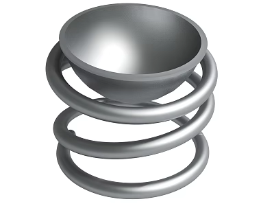 Silver Bowl Placed On Top Of Coiled Metal Spring Structure 3d model