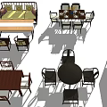 Modern Dining Table Sets With Round Rectangular Tables And Chairs 3d model