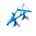 Blue Agricultural Plow With Metal Frame And White Blades For Farming Use