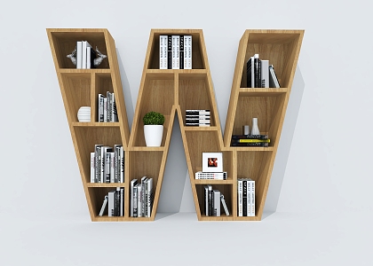 Creative Bookcase Creative Bookshelf Letter Bookcase Shelf Bookshelf 3d model