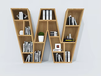 Creative Bookcase Creative Bookshelf Letter Bookcase Shelf Bookshelf 3d model