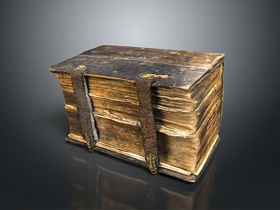 Vintage Leather Bound Book As Daily Life Essential With Yellowed Pages And Worn Cover 3d model