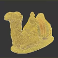 Decorative Camel Figurine With Yellow Red Fabric Saddle And Green Base