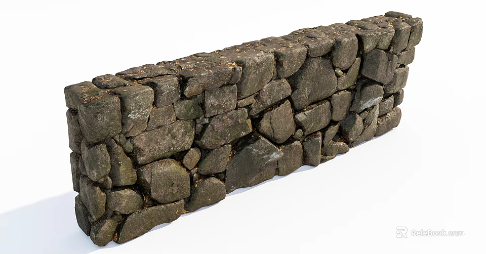 Rustic Building Exterior Wall With Irregular Stone Blocks And Natural Texture 3d model