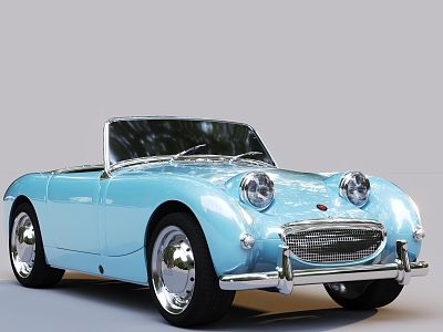 Blue Vintage Convertible sports car Classic Car model