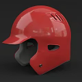Red Shiny Sports Equipment Baseball Helmet With Ventilation Holes And Comfortable Interior