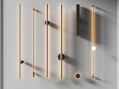 Modern Linear Wall Lamps With Sleek Metal Design And Warm Lighting Effects 3d model