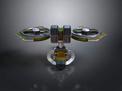 Mechanical Device With Dual Circular Rotors Vertical Frame And Stable Base Design 3d model
