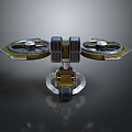 Mechanical Device With Dual Circular Rotors Vertical Frame And Stable Base Design 3d model