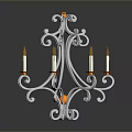 Candelabra Lighting Combination With Ornamental Metal Frame Shiny Reflective Base And Candle Shaped Lights
