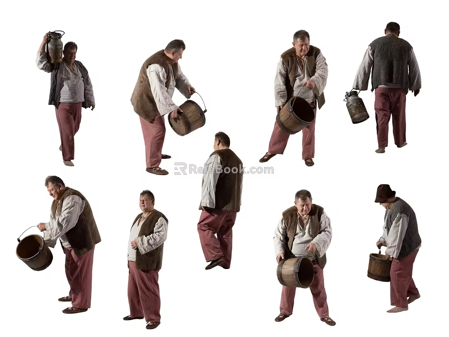 Characters multi-angle old man 3d model