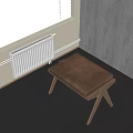 Simple Indoor Stool With Wooden Frame And Brown Padded Seat