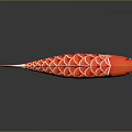 Vibrant Red Patterned Koi Fish With Shiny Scales And Reflection On Gray Surface 3d model