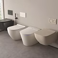 Modern Toilets With Different Styles And Wall-mounted Design In Bathroom Interior 3d model