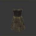 Chic Black Strapless Dress With Flowy Layered Pleated Skirt Design