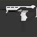 Modern Tactical Gun With White And Black Design Featuring Rail Grip And Stock