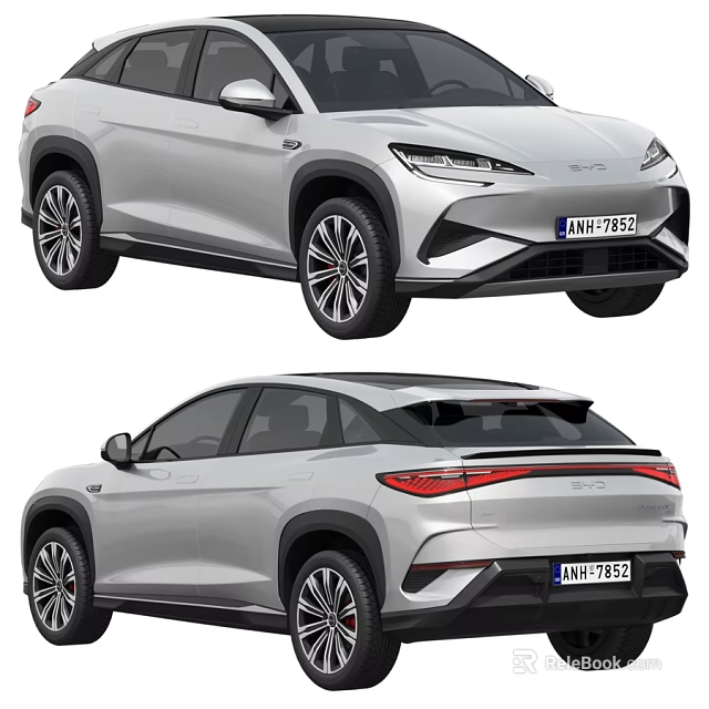 Silver Modern SUV Car With Sleek Exterior Design Front And Rear Views 3d model 