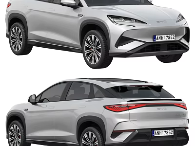 Silver Modern SUV Car With Sleek Exterior Design Front And Rear Views 3d model