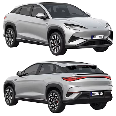Silver Modern SUV Car With Sleek Exterior Design Front And Rear Views 3d model