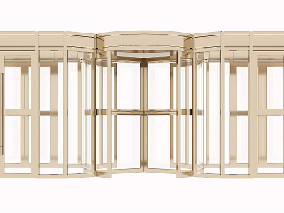 Golden Metal Revolving Door With Glass Panels For Commercial Entrance Design 3d model