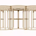 Golden Metal Revolving Door With Glass Panels For Commercial Entrance Design