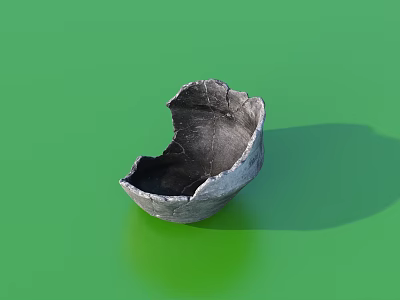 Broken Natural Eggshell Serving As Small Decorative Container On Green Background 3d model