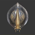 Ornate Detailed Decorative Helmet Featuring Golden Bull Head On Human Skull