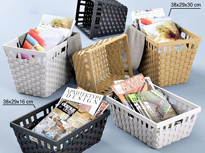 Storage Baskets with Multiple Colors Woven Design for Organizing Magazines and Household Items 3d model