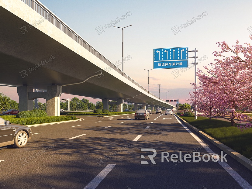 Viaduct Municipal Road Highway Facilities Road Landscape Overpass model