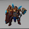 Armored Fantasy Warrior With Mythical Creature Inspired Armor Shield And Glowing Battle Axe
