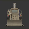 Sand Colored Multi functional Utility Vehicle With Front Loader Bucket And Rear Arm