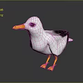 3D Rendered White Seagull Standing with Yellow Beak Yellow Feet and Black Wing Feathers