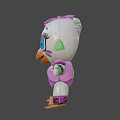 Cartoon Duck Game Character With White Head Purple Bow And Large Blue Eyes