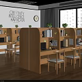 Modern Office Workspace Interior With Wooden Cubicle Desks Computers Green Plants And Windows