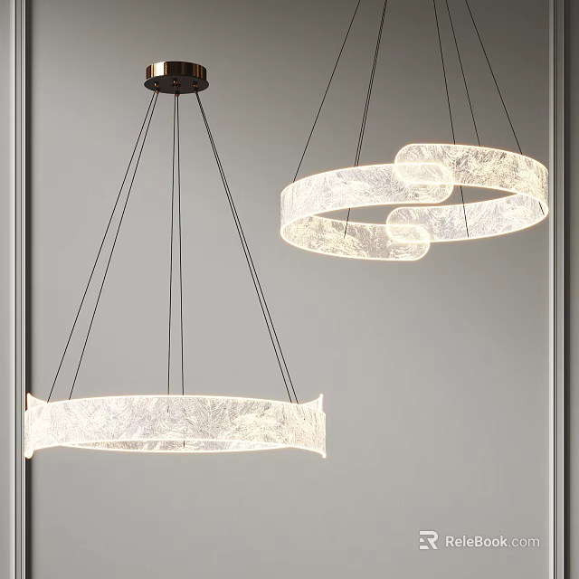 Modern Ring Shaped Chandeliers With Textured Shades And Warm Glow For Contemporary Interior Spaces 3d model 