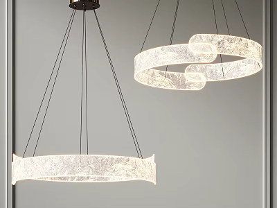 Modern Ring Shaped Chandeliers With Textured Shades And Warm Glow For Contemporary Interior Spaces 3d model