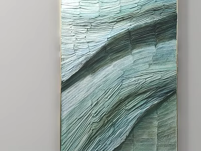 Abstract Wall Art With Blue Green Wave Texture 3D Layered Modern Interior Decor 3d model