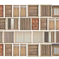 Various Wooden Barn Doors with Different Panel Designs for Home Interior Decor 3d model