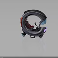 Futuristic Cosmic Spacecraft Cockpit With Circular Structure Red Seat Control Panel And Lighting