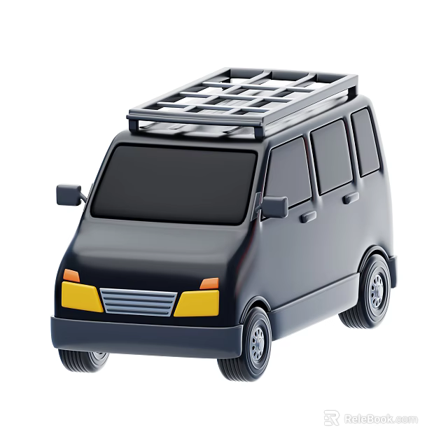 Black Mini Van With Roof Rack And Stylish Exterior Design 3d model 