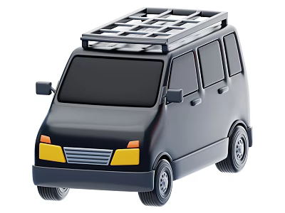 Black Mini Van With Roof Rack And Stylish Exterior Design 3d model