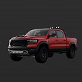 Red Off Road Pickup Truck With Black Wheels And Roof Lights Design