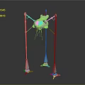 Game Movie Character Mechanical Robot Design With Long Legs Blue Cone Feet And Cockpit Head