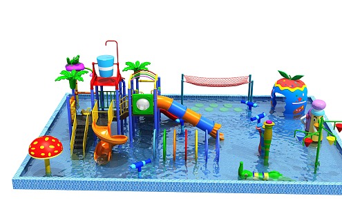 modern amusement equipment water park slide 3d model