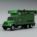 Green Heavy Duty Utility Truck With Extended Boom And Service Features 3d model