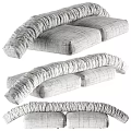 Modern Two Seater Sofa With Plaid Fabric And Ruched Armrest Design