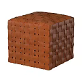 Handwoven Brown Leather Stool With Classic Grid Pattern For Modern Indoor Seating Decor 3d model