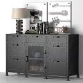 Black Industrial Entryway Side Cabinet With Lamp Books Decorative Clock And Storage Drawers